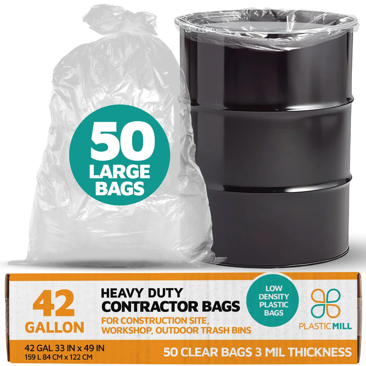 42-Gallon 3 Mil Clear Contractor Bags 50-Count V938322