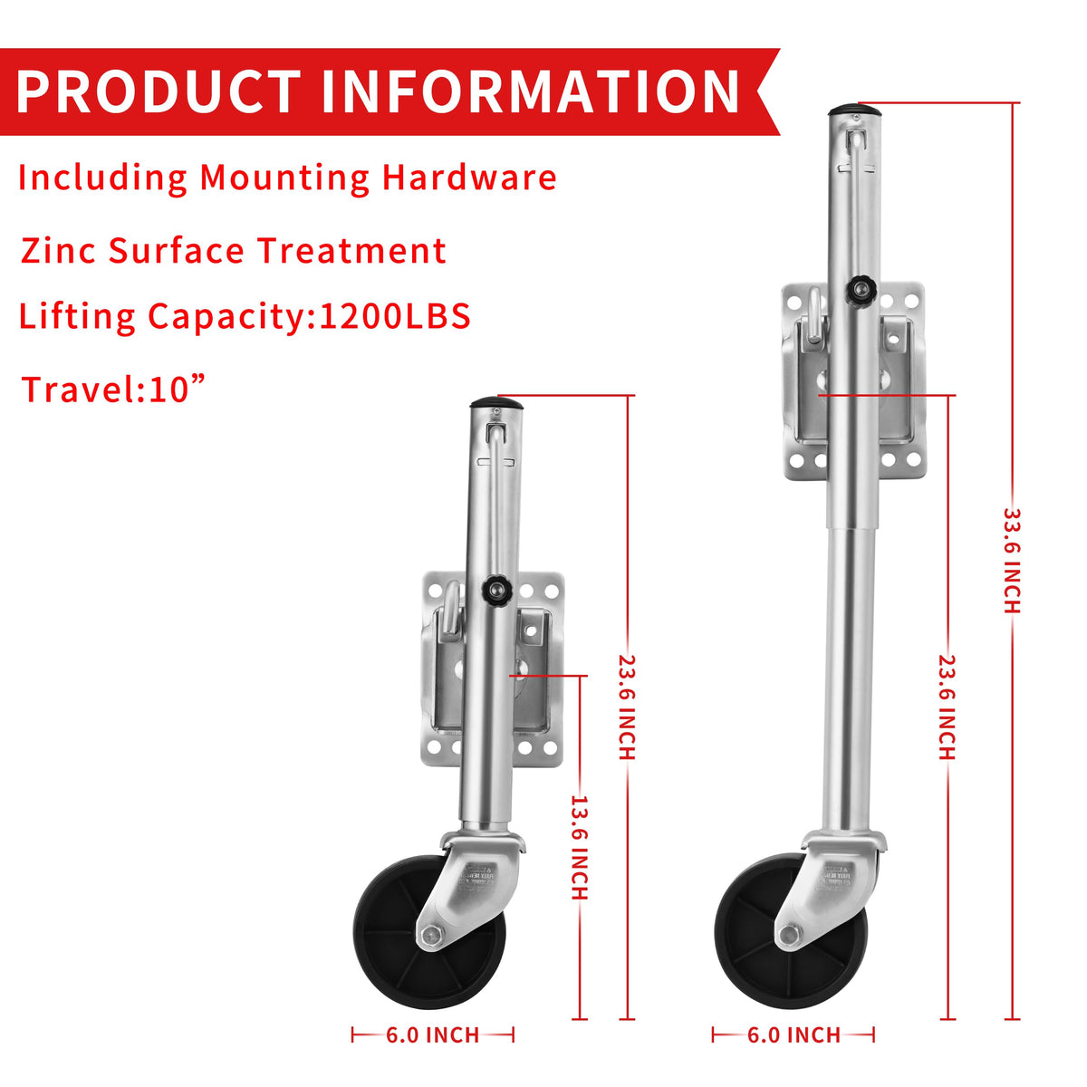 1200 lbs Boat Trailer Jack with 6 Inch Wheel S79176