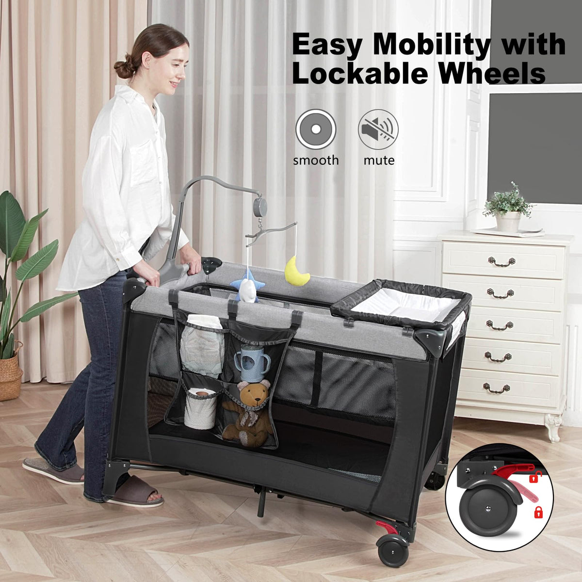 Black Baby Bassinet Playpen J91960