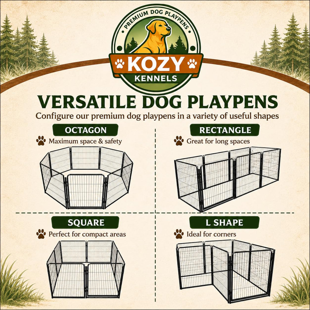 32 inch 16 Panels Heavy Duty Metal Dog Playpen with Gate A1235