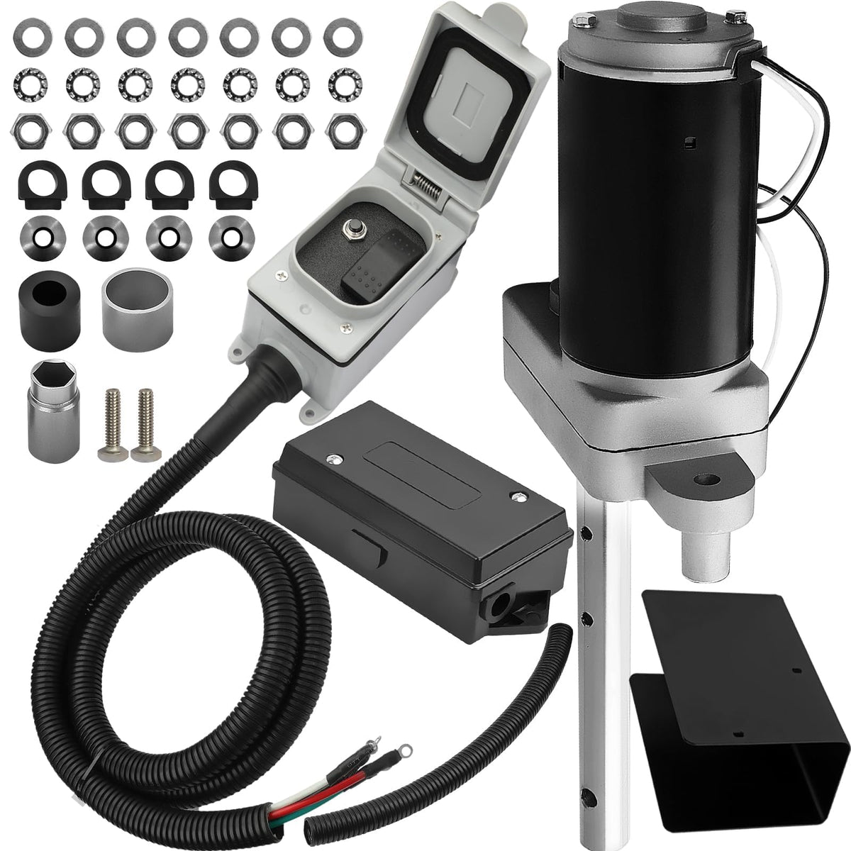 Electric Powered Trailer Jack Kit 12,000 lbs 12V Single Speed Tongue Jack with Control Switch R117