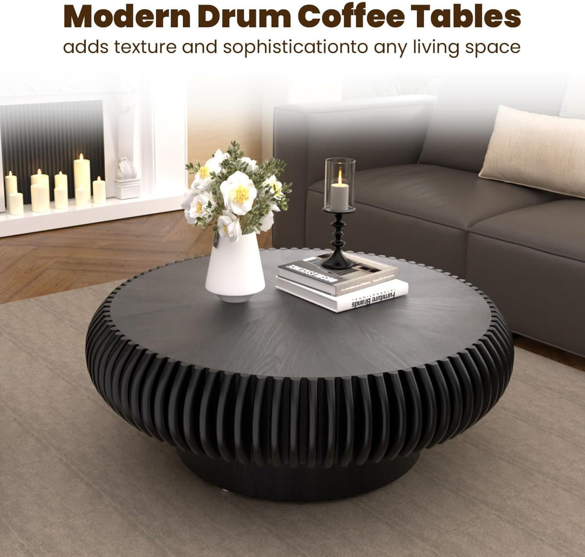 31.5" Black Drum Coffee Table B2839