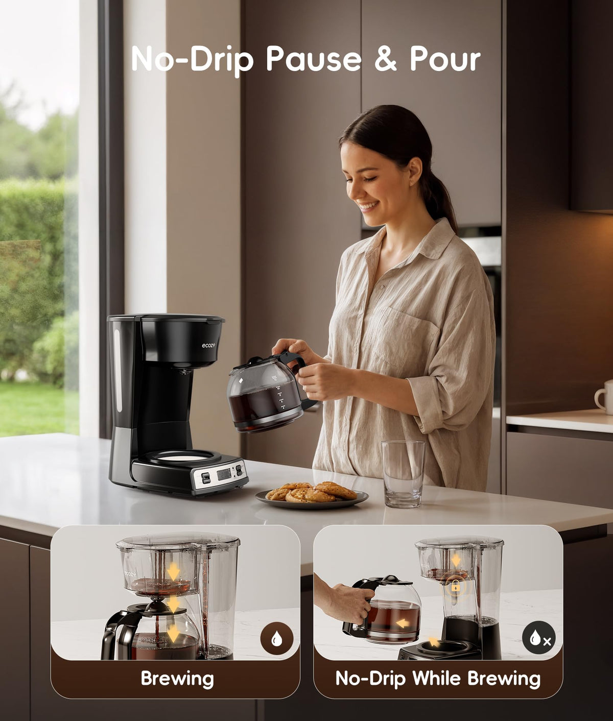 12-Cup Drip Coffee Maker with Electric Coffee Grinder F9595