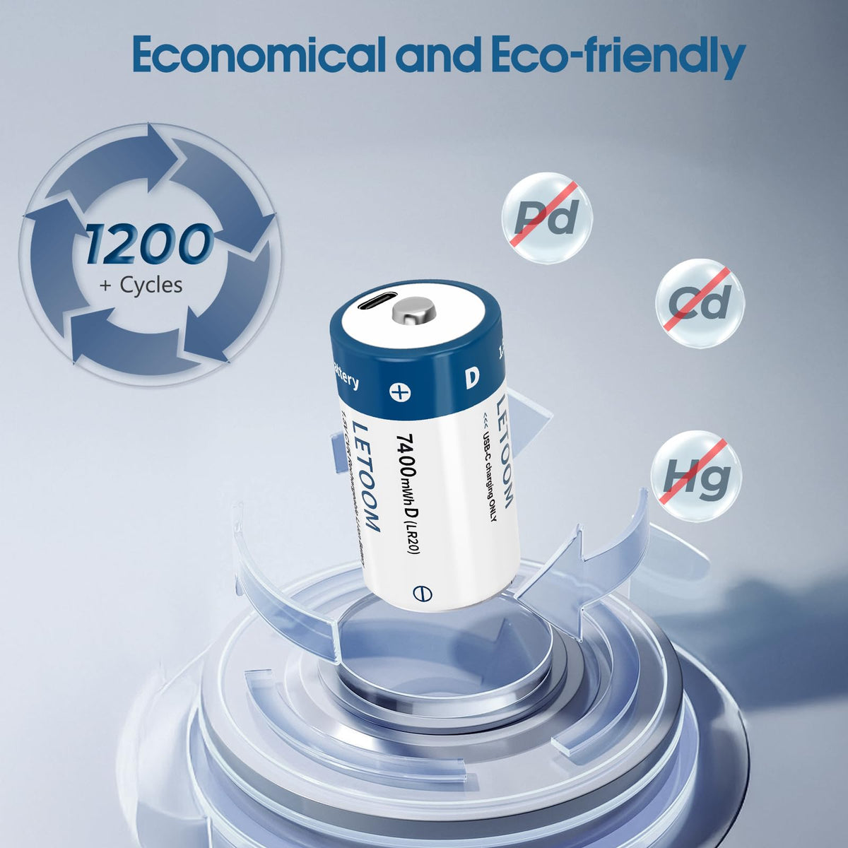 D Size Rechargeable Lithium Batteries 1.5V 6 Pack T8367