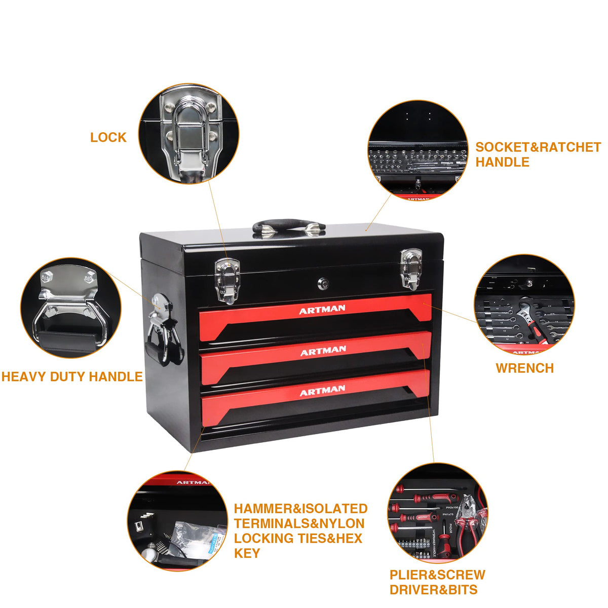 3-Drawer Steel Tool Chest with 439-Piece Mechanics Tool Set D50863