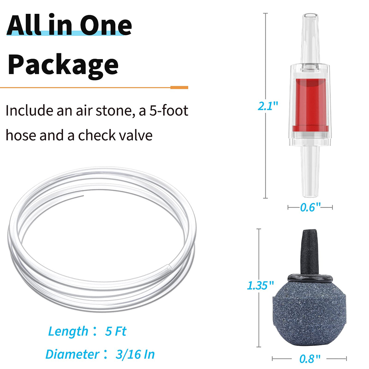 15-40 GPH Compact Quiet Aquarium Air Pump with Air Stone Q9110