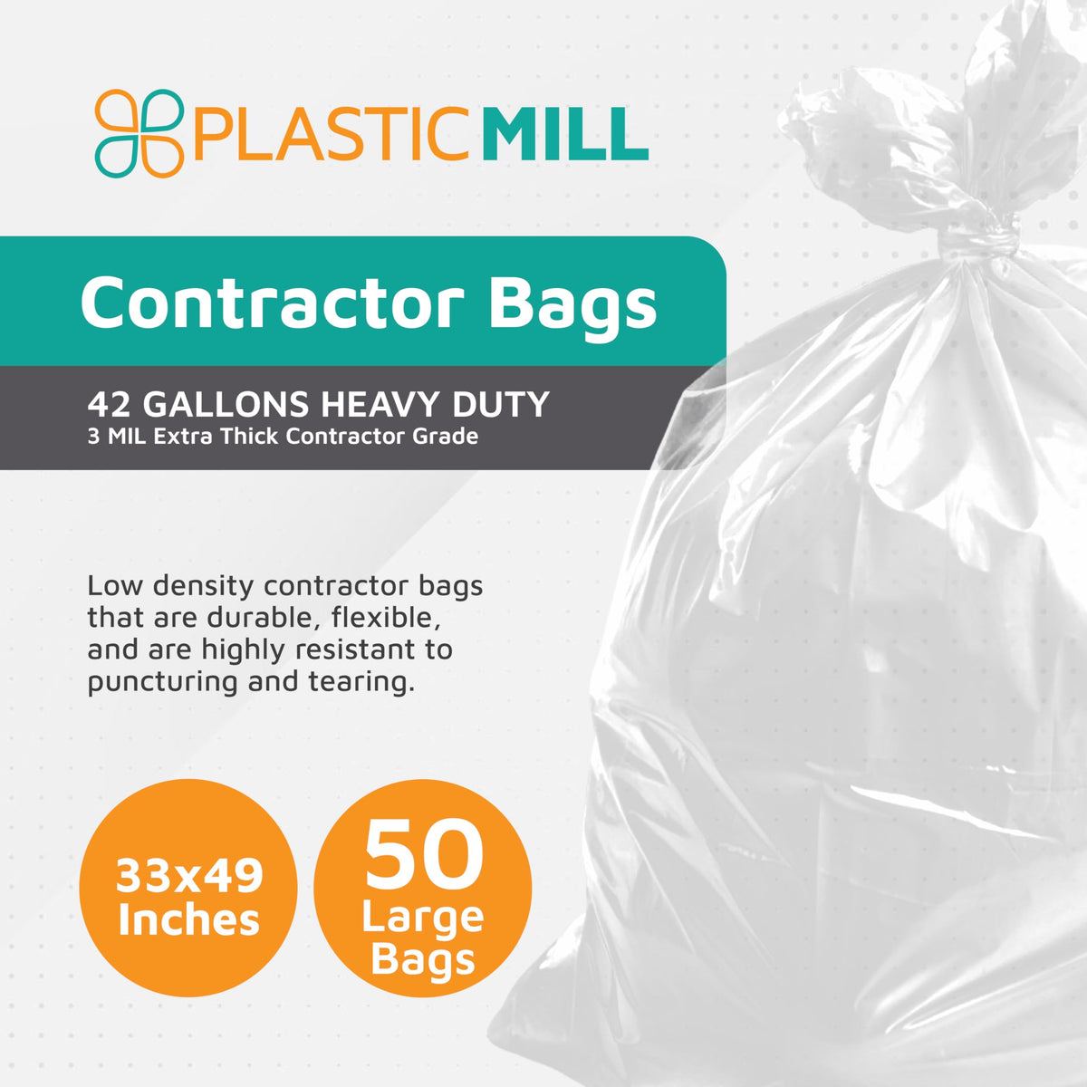 42-Gallon 3 Mil Clear Contractor Bags 50-Count V938322