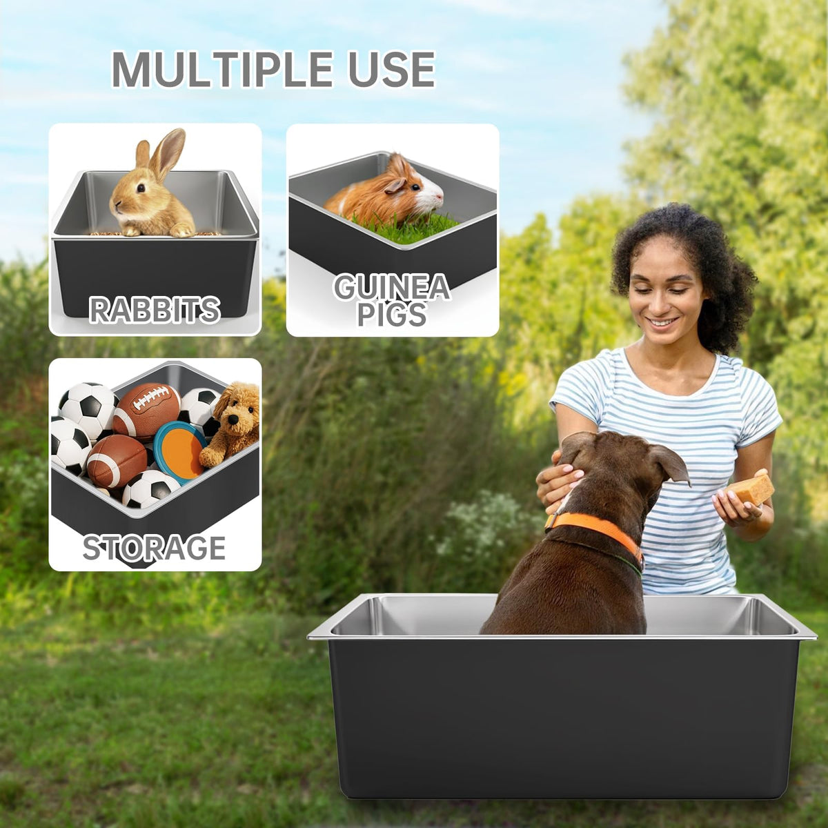 High Sided Stainless Steel Cat Litter Box Y79220