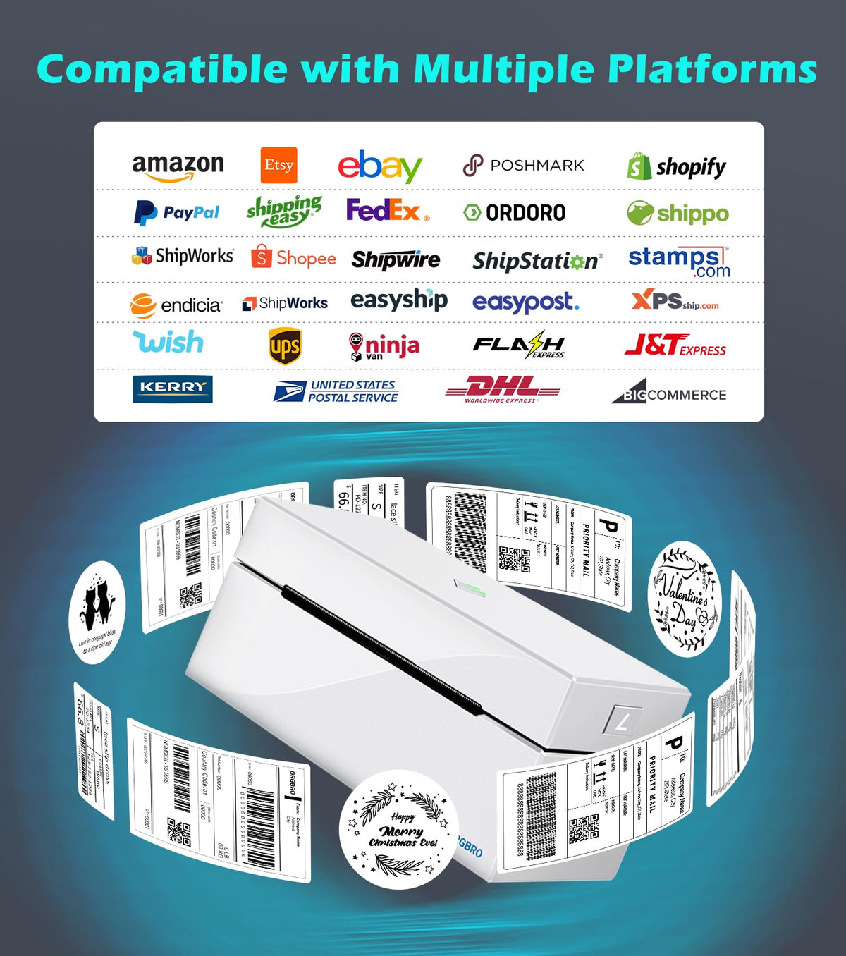 Thermal Shipping Label Printer, 4x6 Bluetooth Label Maker P301607