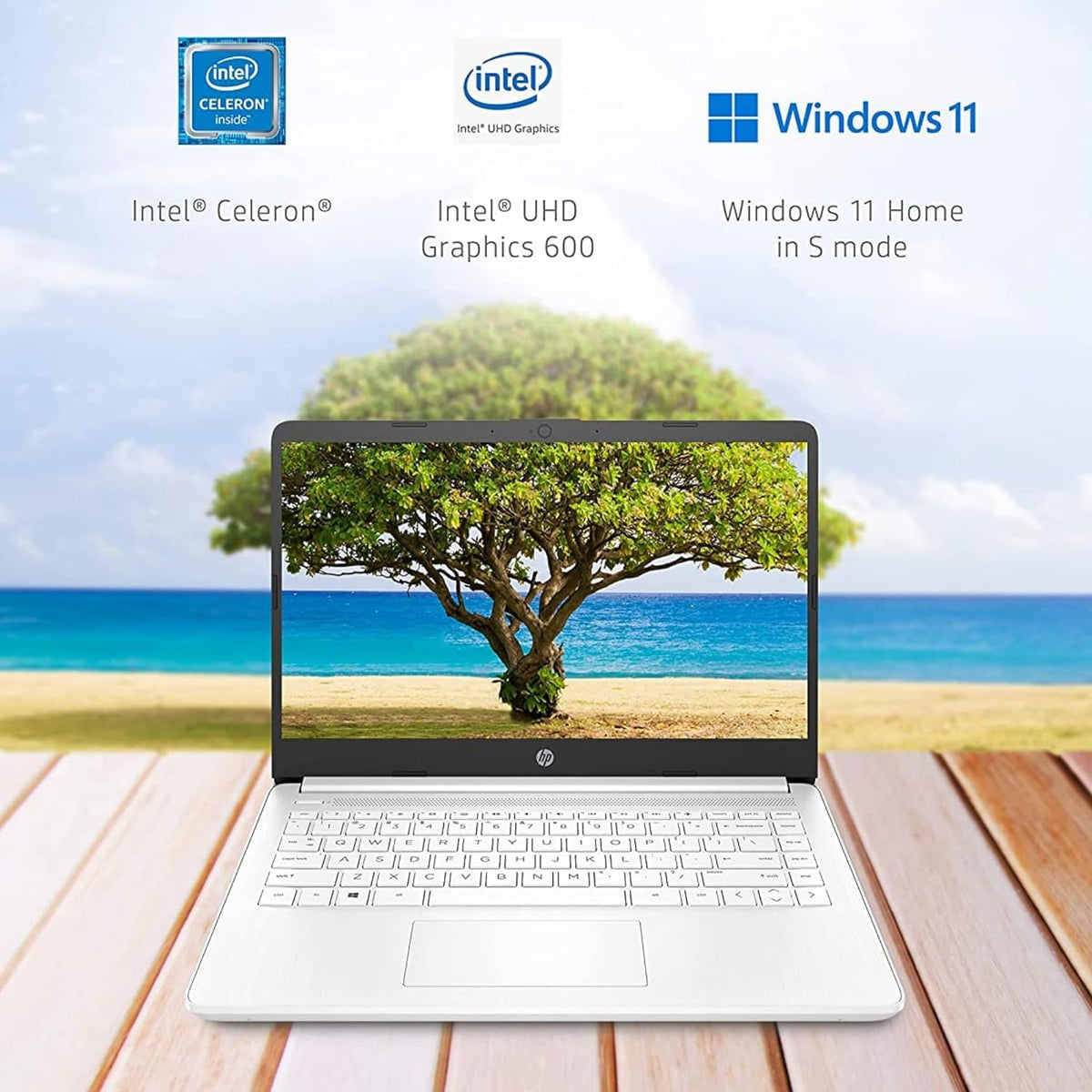 14" Quad-Core Intel Celeron Laptop, 4GB RAM, 128GB, Windows 11 S, White B119604
