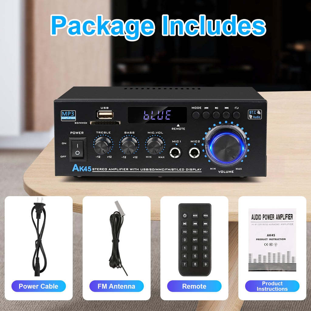 Bluetooth 5.0 Audio Amplifier 400W 2 Channel Stereo Receiver K177