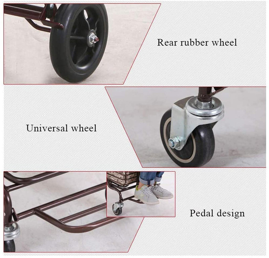 Rollator Walker Shopping Trolley with Seat Pedal Side Brake Red A735002