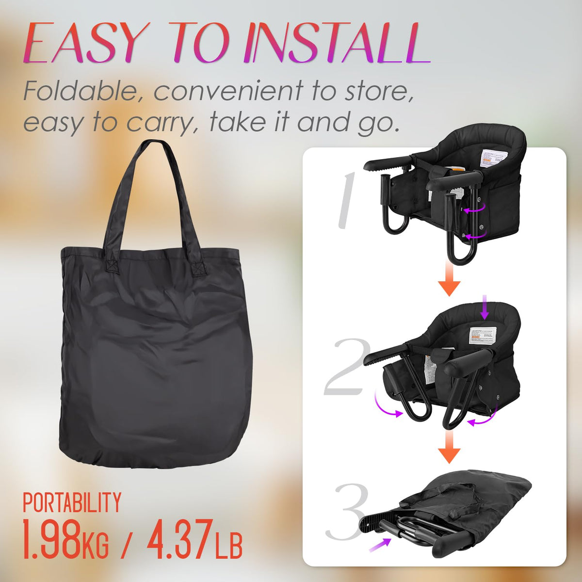 Portable Foldable High Chair with Storage Bag E7641