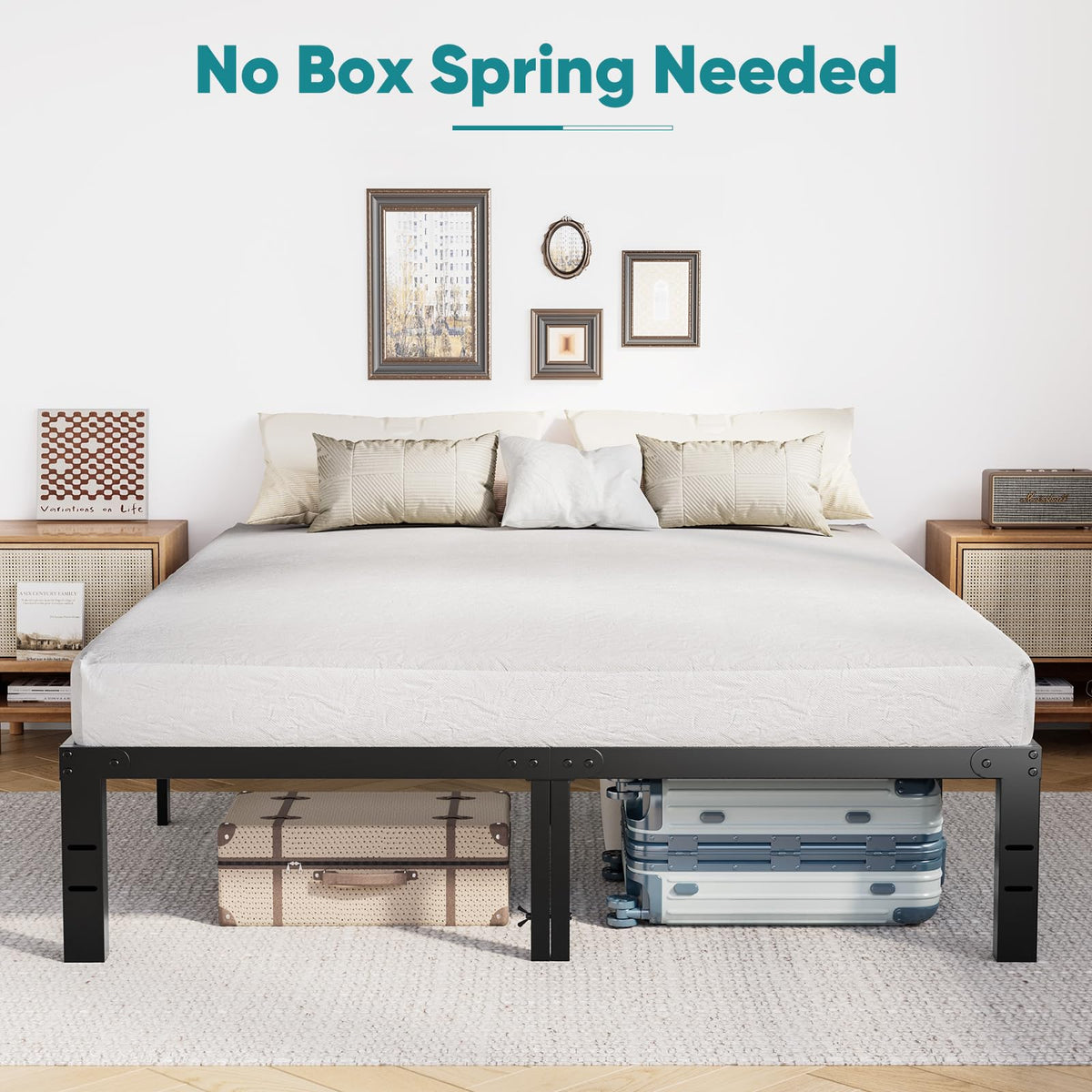 Queen 18 Inch Metal Platform Bed Frame U743327