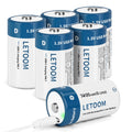 D Size Rechargeable Lithium Batteries 1.5V 6 Pack T8367