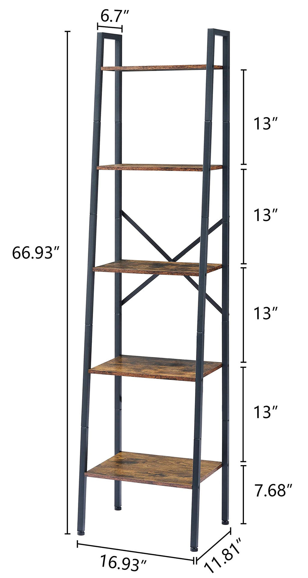 5-Tier Metal Ladder Bookshelf V9029