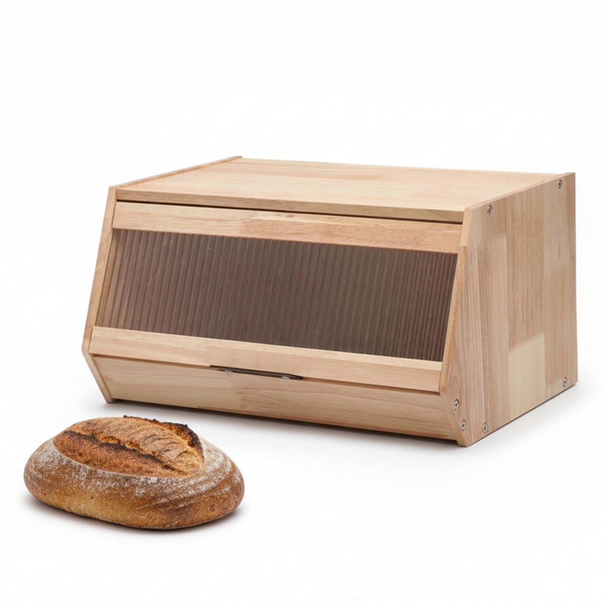 Wooden Bread Box with Plastic Lid L2826