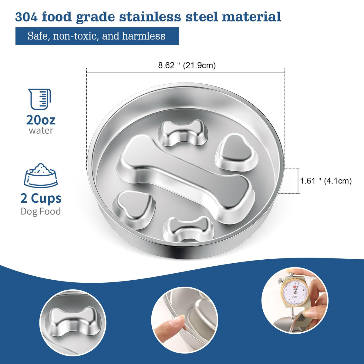 Stainless Steel Non-Slip Slow Feeder Dog Bowl Y3633