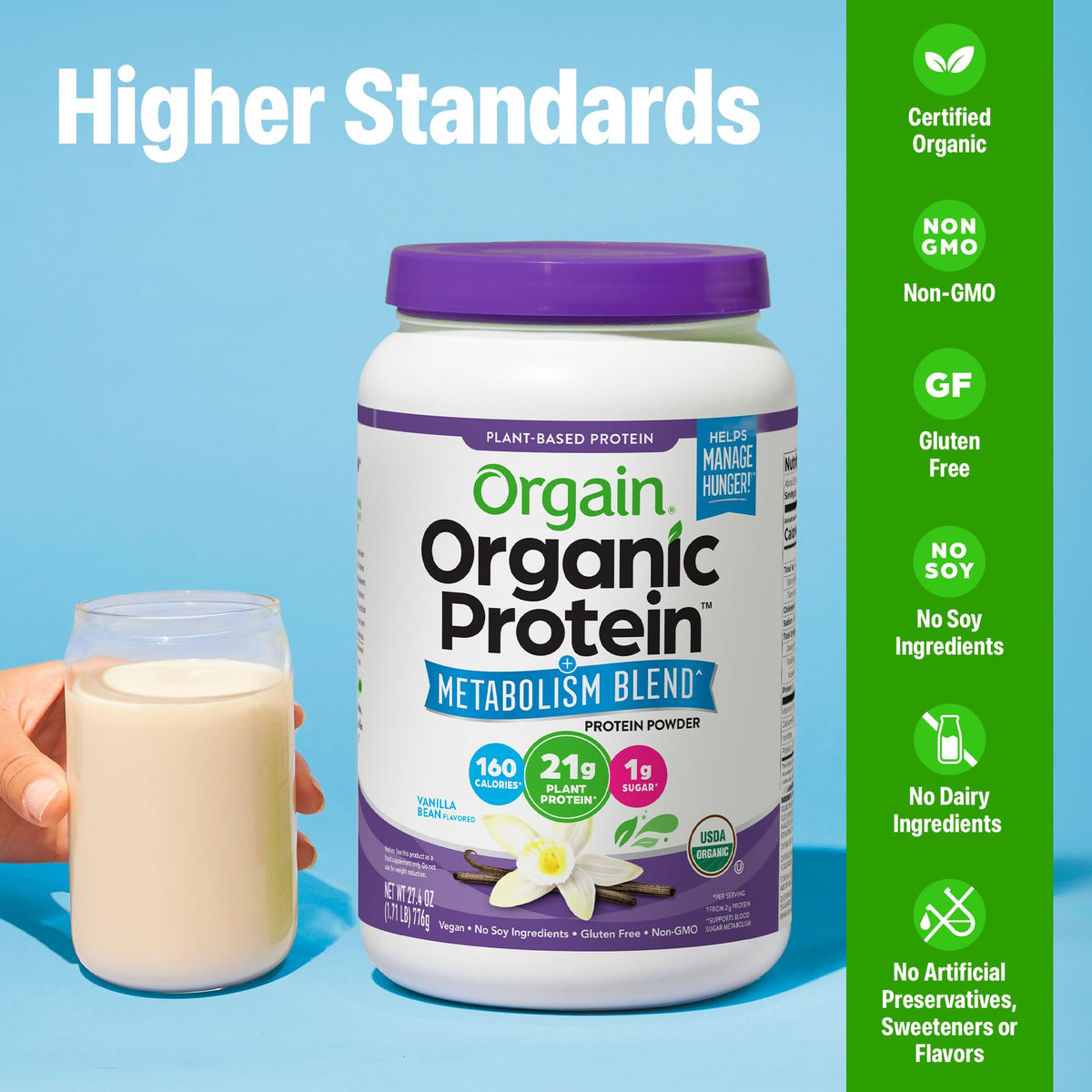 Organic Vegan Protein Powder Vanilla 1.71lb M3996