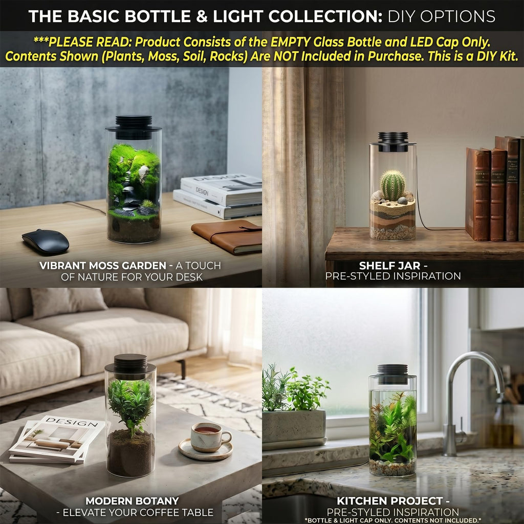 Glass Plant Terrarium with Grow Light U24555