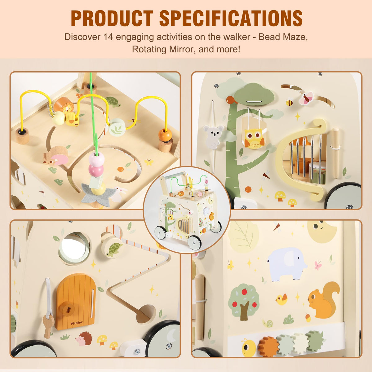 Wooden Activity Cube Push Walker F550