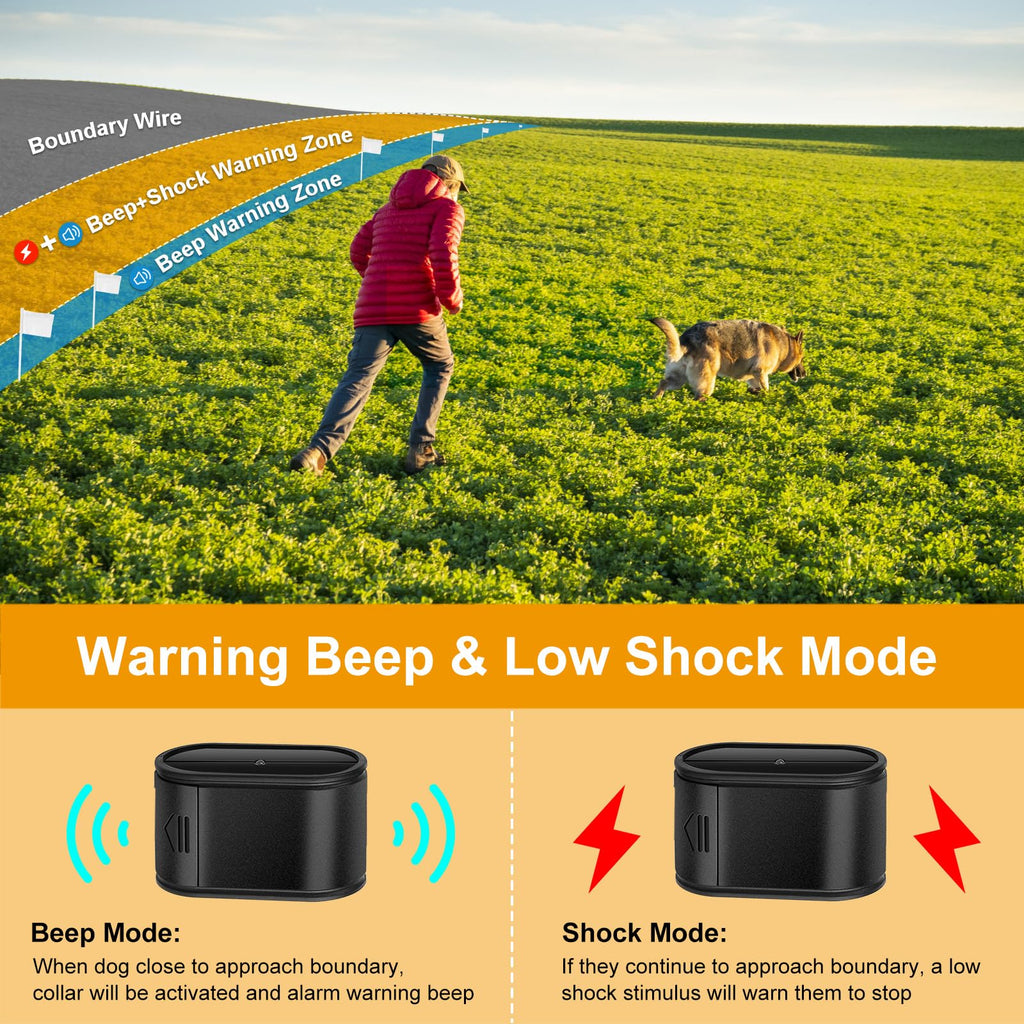 Electric Dog Fence System for 2 Dogs with 2 Waterproof Receiver Collars B3128