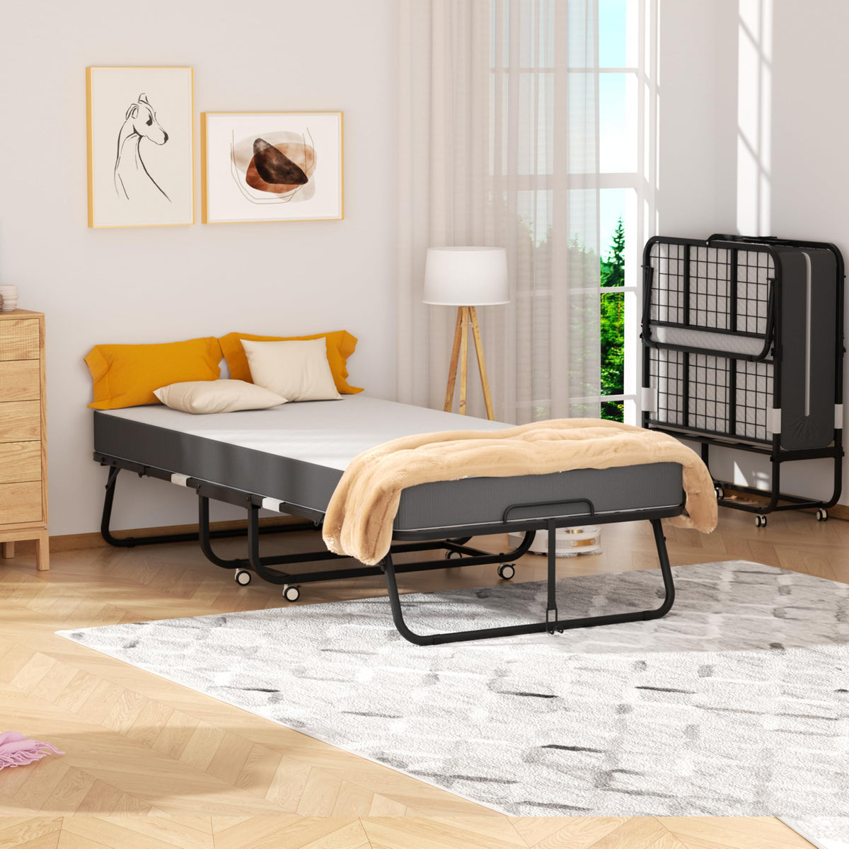 Folding Bed with Mattress Twin 75" x 38" L714