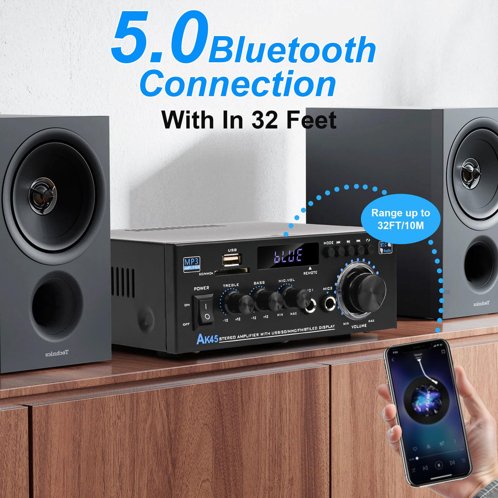 Bluetooth 5.0 Audio Amplifier 400W 2 Channel Stereo Receiver K177