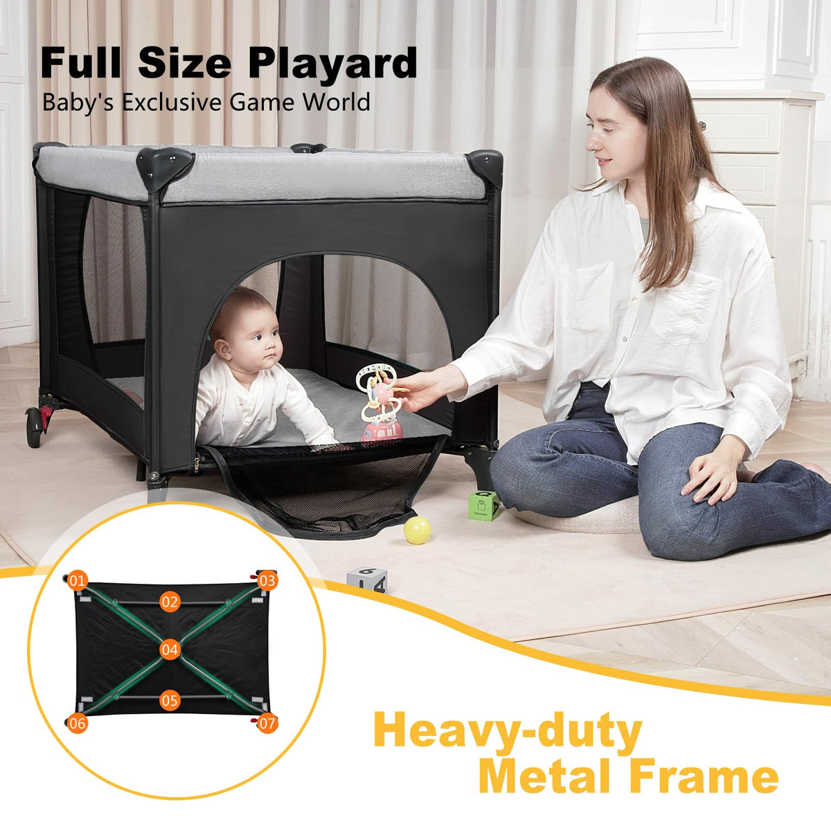 Black Baby Bassinet Playpen J91960