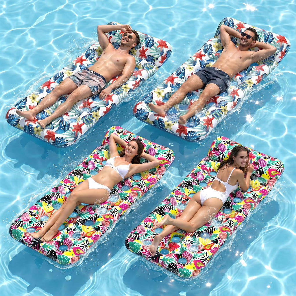 4 Pack Oversized Inflatable Pool Floats with Headrest I1310