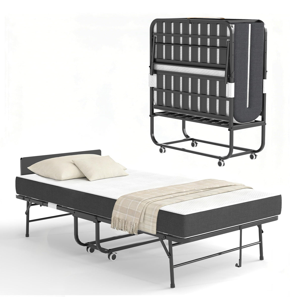 Folding Bed with Mattress, 75" x 38" Twin Size T69760
