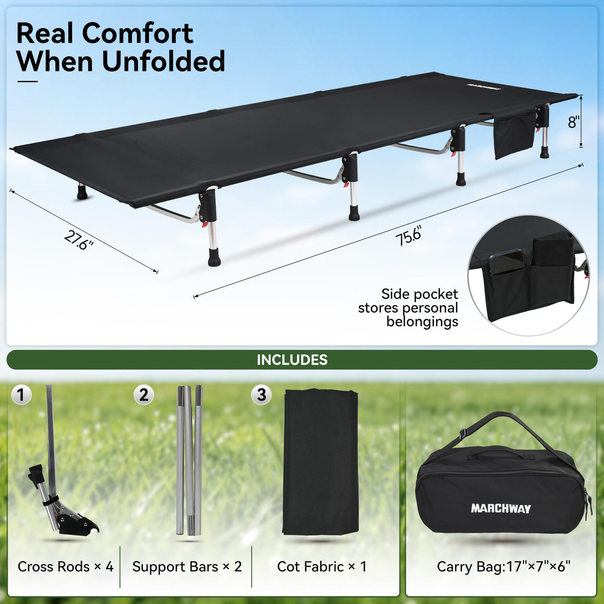 Lightweight Folding Camping Cot Bed M7444
