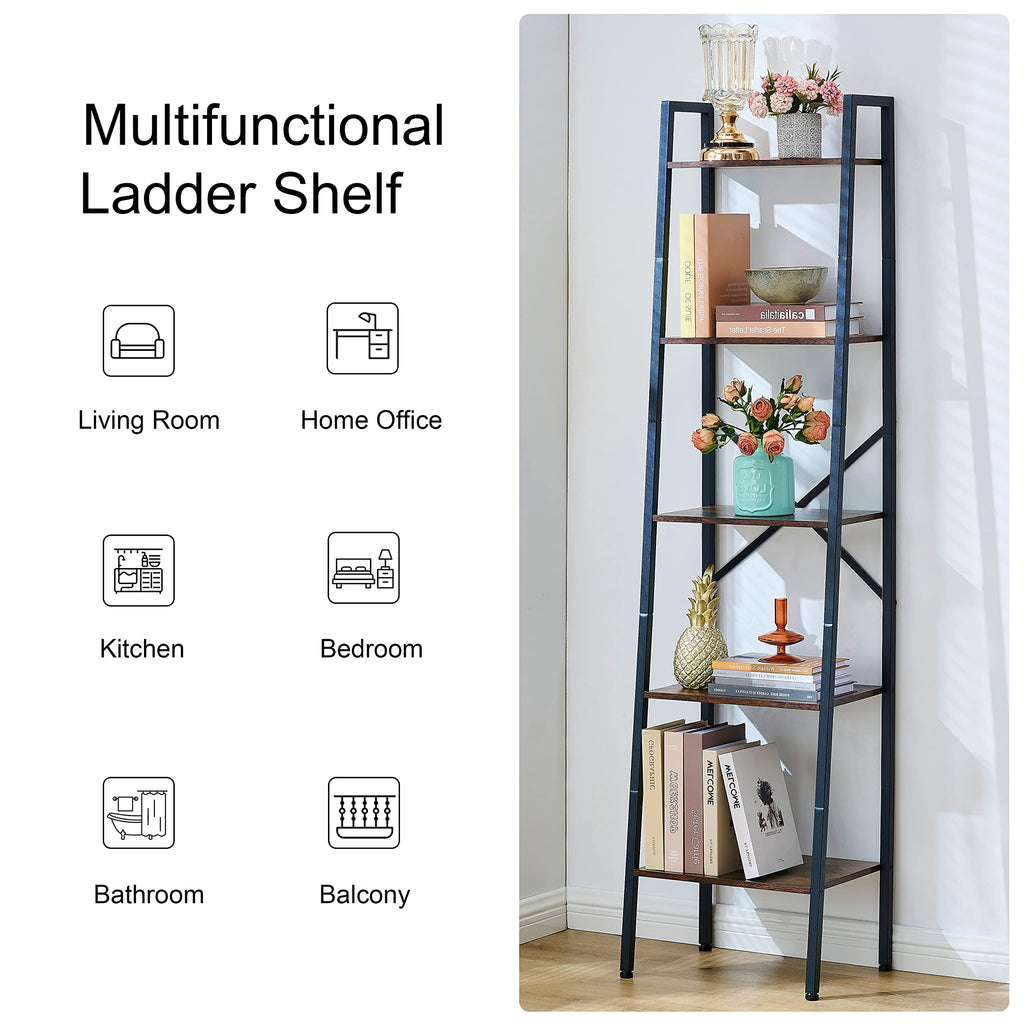 5-Tier Metal Ladder Bookshelf V9029
