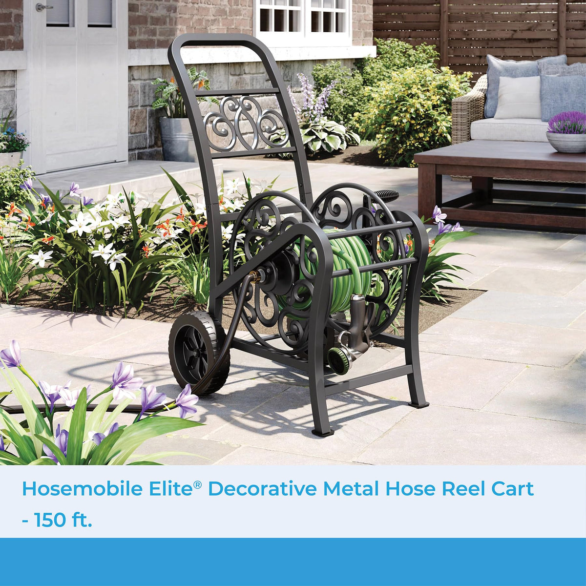 Metal 150' Hose Cart with Flat-Free Wheels A95782