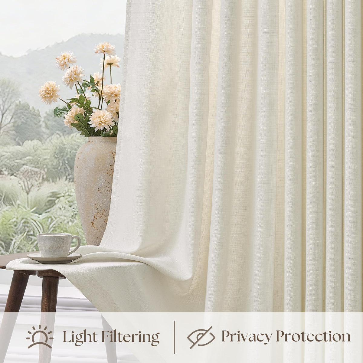 70 Inch Pinch Pleated Semi Sheer Curtains F78811