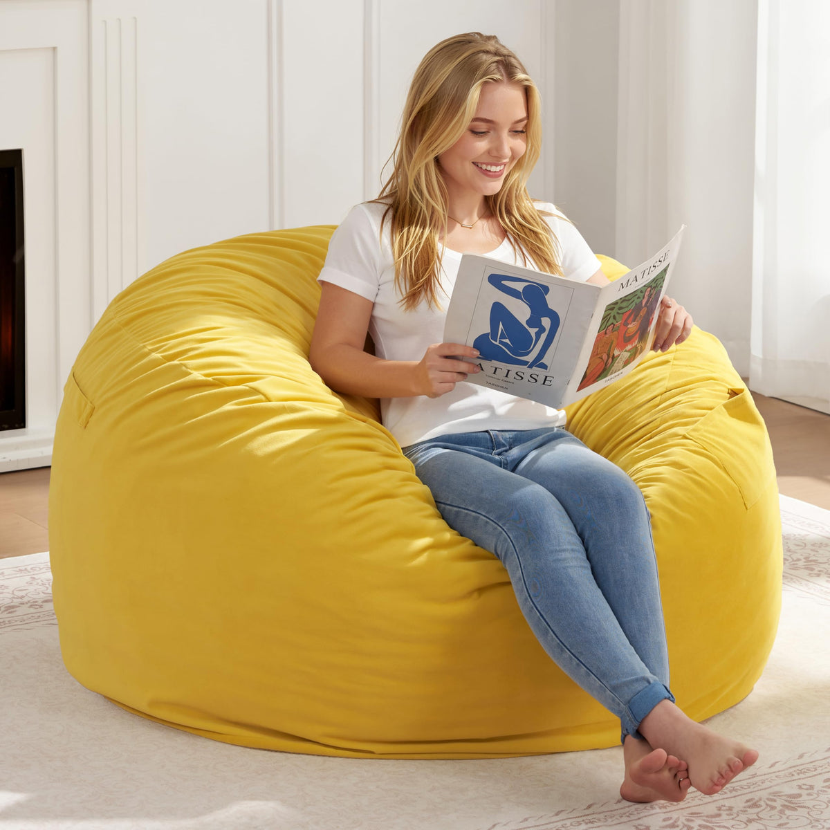 Yellow Memory Foam Bean Bag Chairs G8458