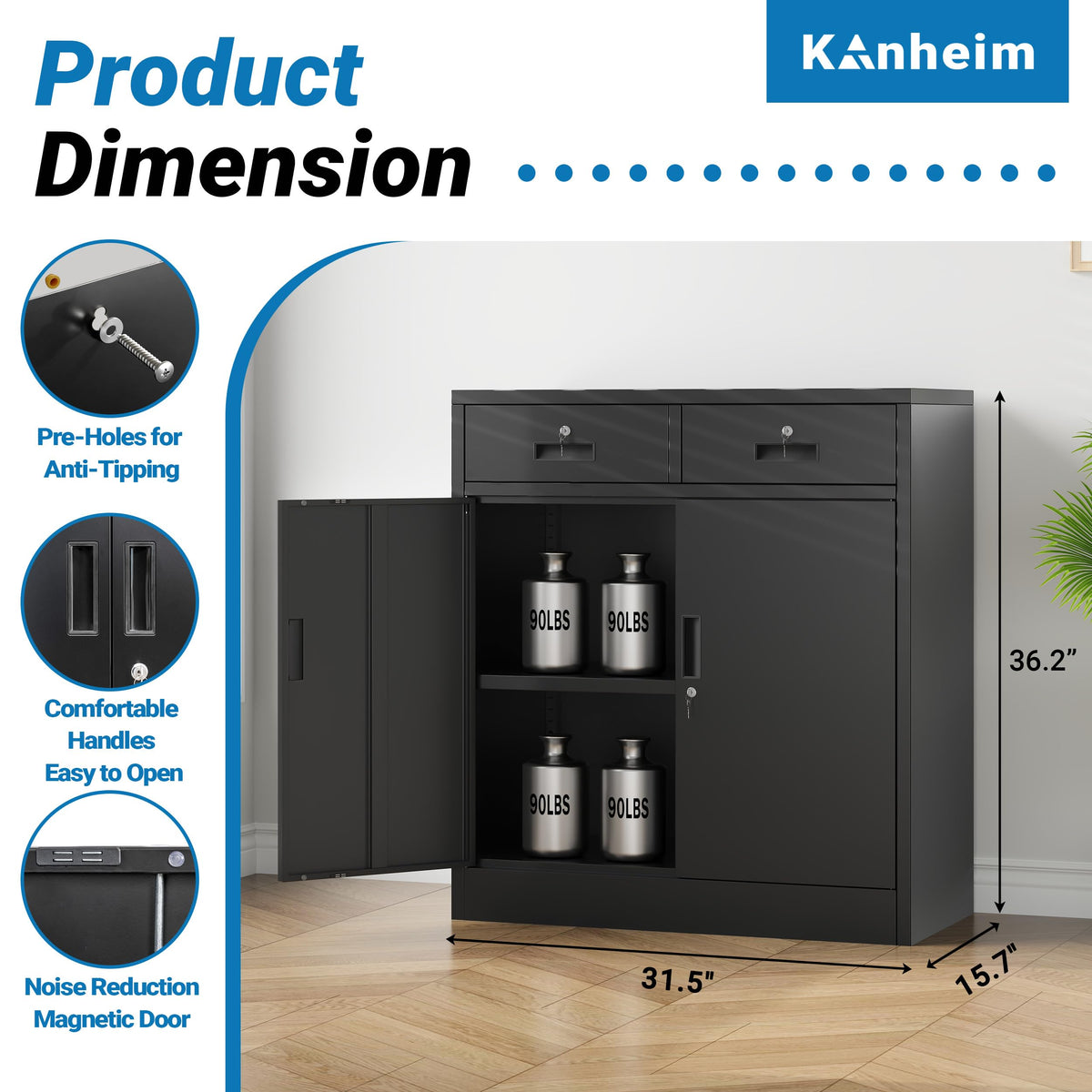 Metal Storage Cabinet with 2 Drawers & Shelves N387