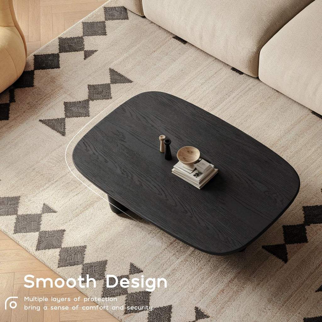 Black Wood Oval Coffee Table with Pedestal Base S558211