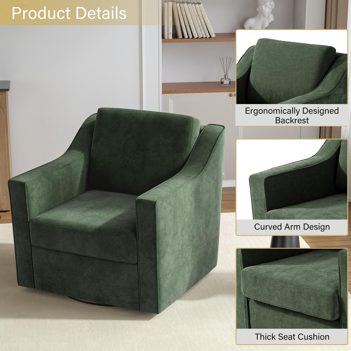 Green Swivel Accent Chairs Set of 2 N985189