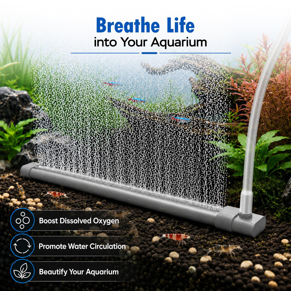 Aquarium Air Bubble Strip, Fine Bubble Wall Air Stone Bar (6.3 Inch) O36319