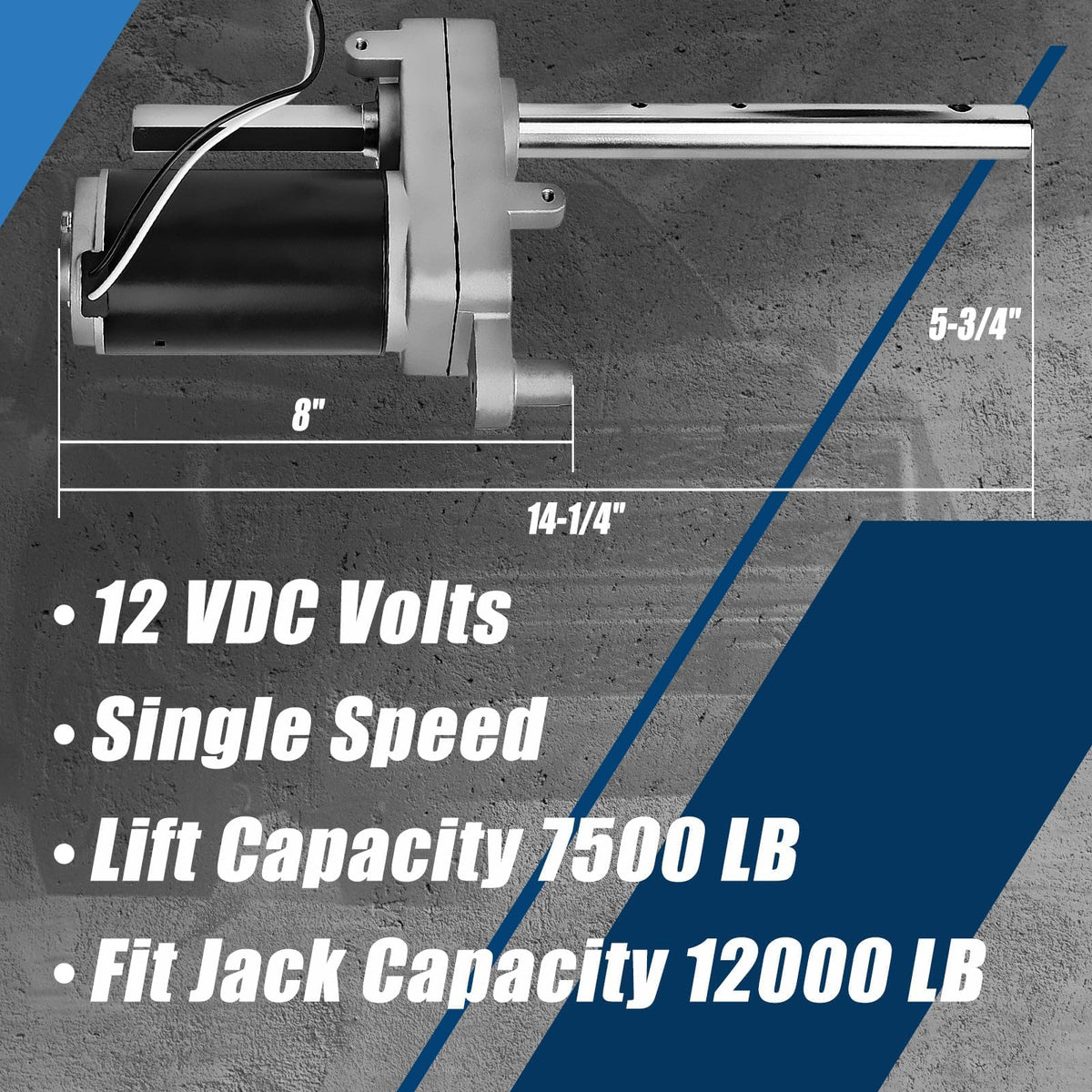 Electric Powered Trailer Jack Kit 12,000 lbs 12V Single Speed Tongue Jack with Control Switch R117