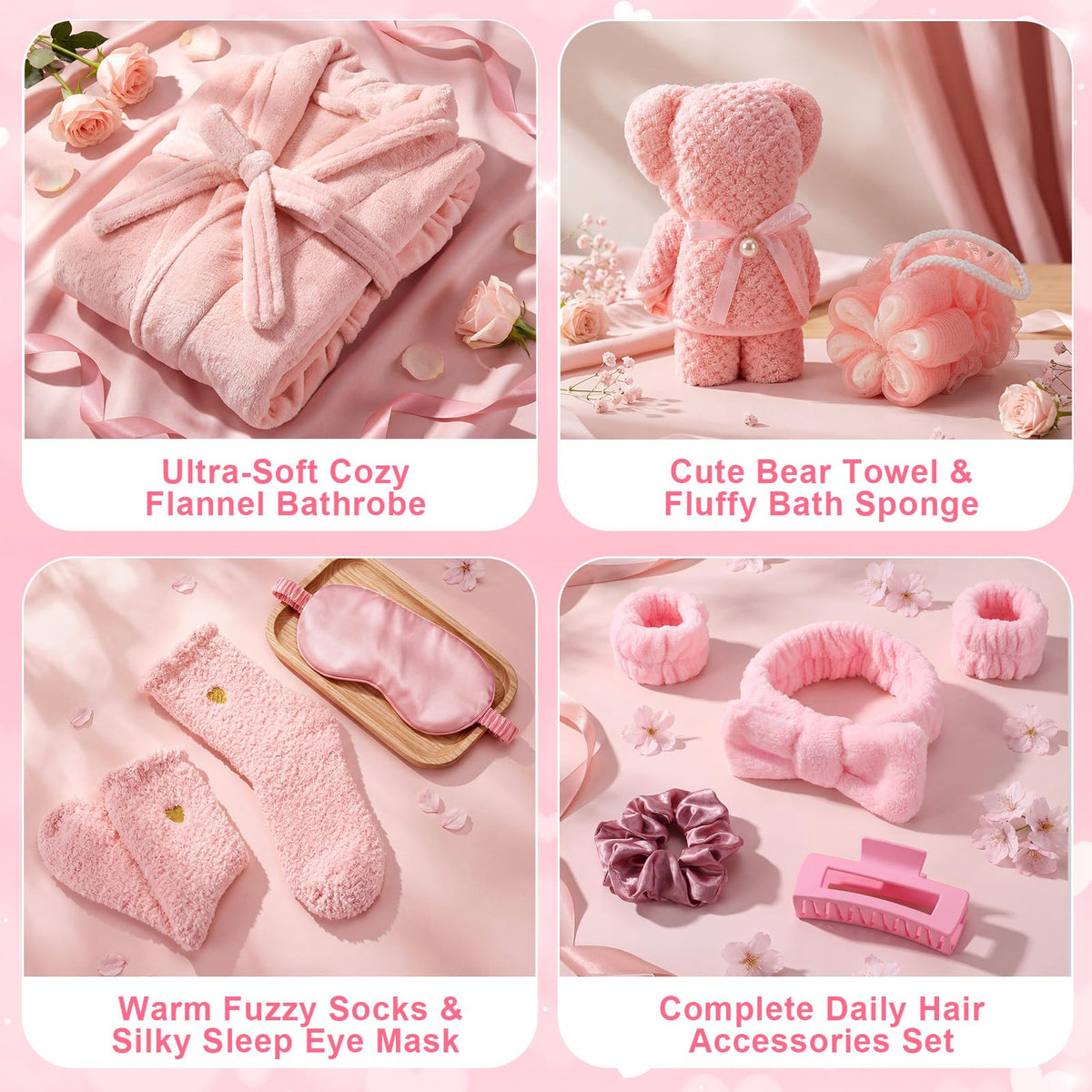 11 Pcs Pink Spa Gift Basket M342691