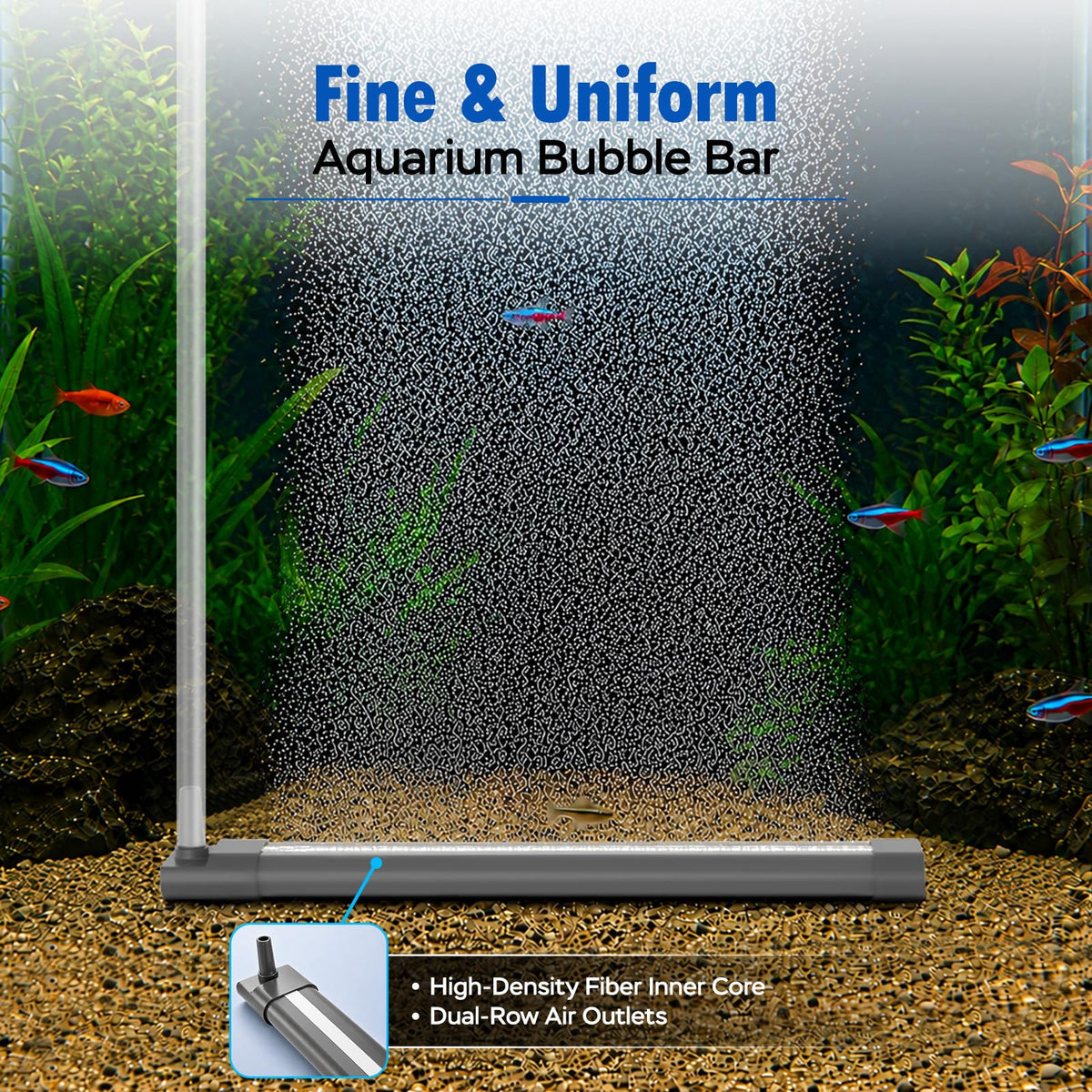 Aquarium Air Bubble Strip, Fine Bubble Wall Air Stone Bar (6.3 Inch) O36319