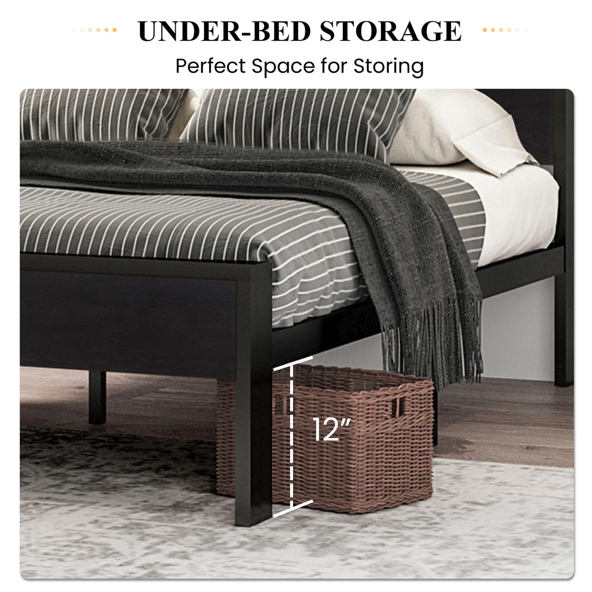 Full Size Bed Frame with Wooden Headboard and Footboard Y9976