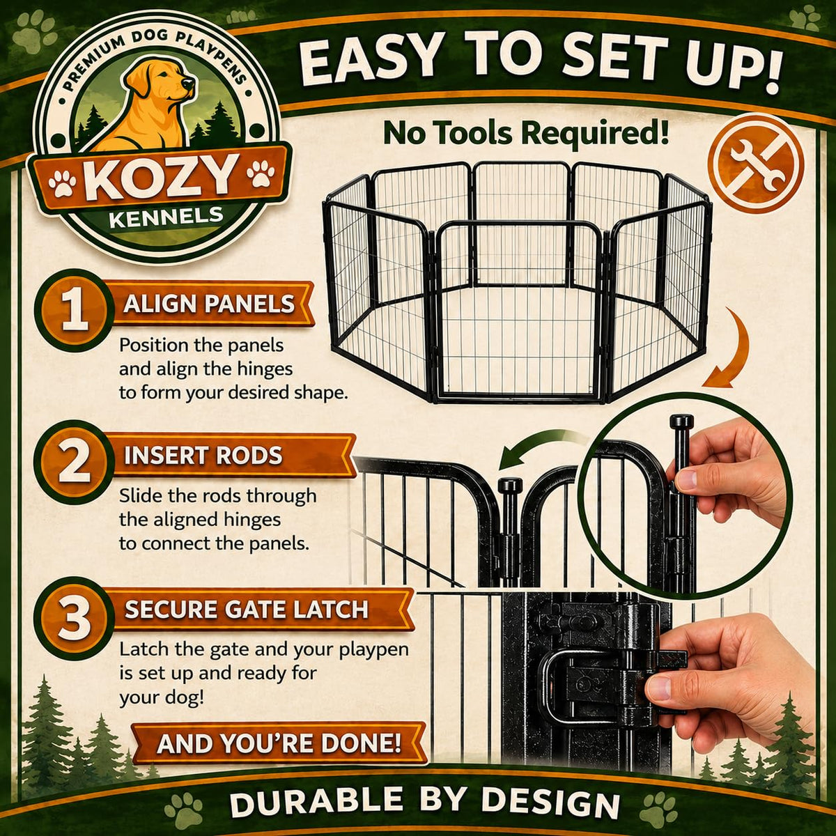 32 inch 16 Panels Heavy Duty Metal Dog Playpen with Gate A1235