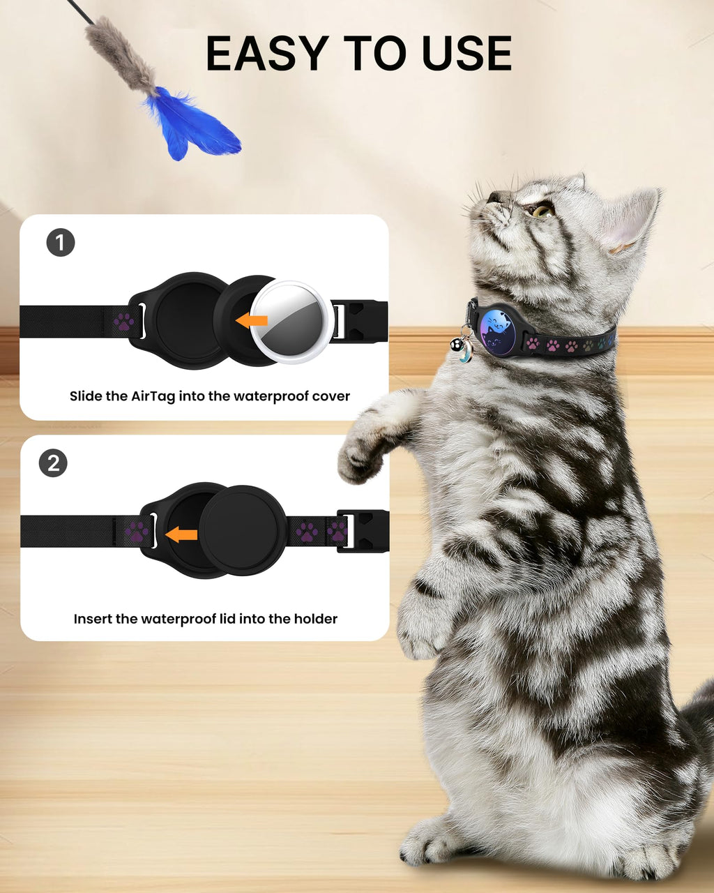 Cat Collar with AirTag Holder 2 Pack T705