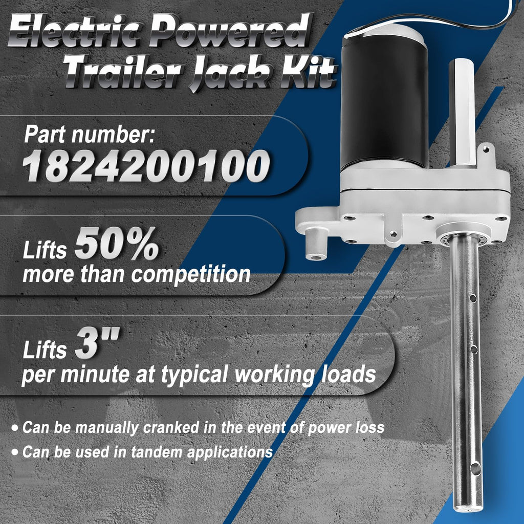 Electric Powered Trailer Jack Kit 12,000 lbs 12V Single Speed Tongue Jack with Control Switch R117