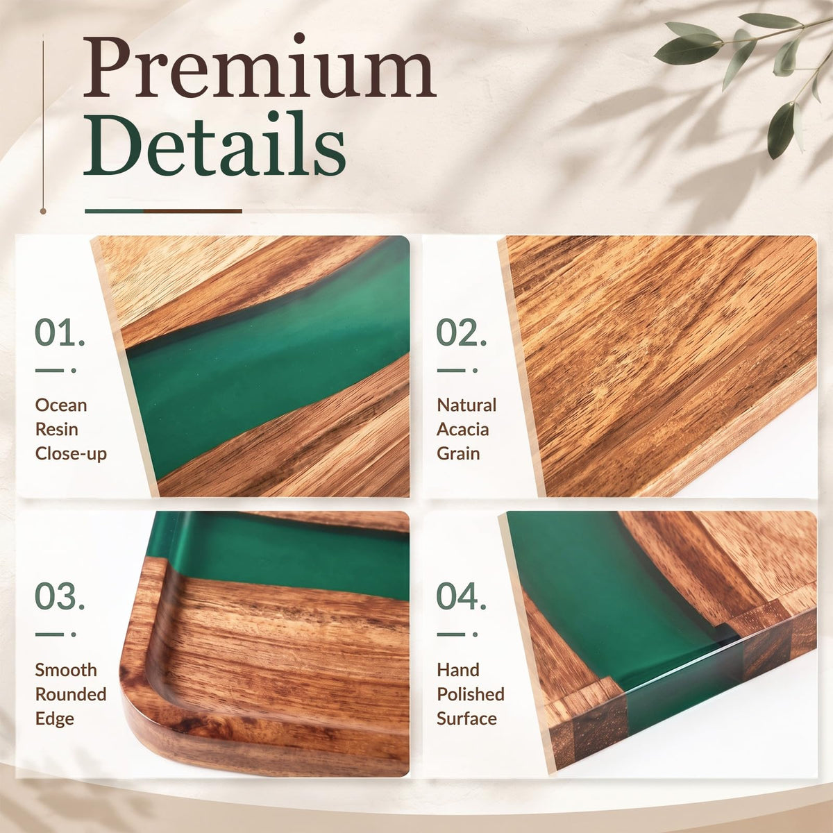 Turquoise Resin Acacia Wood Valet Tray H55511
