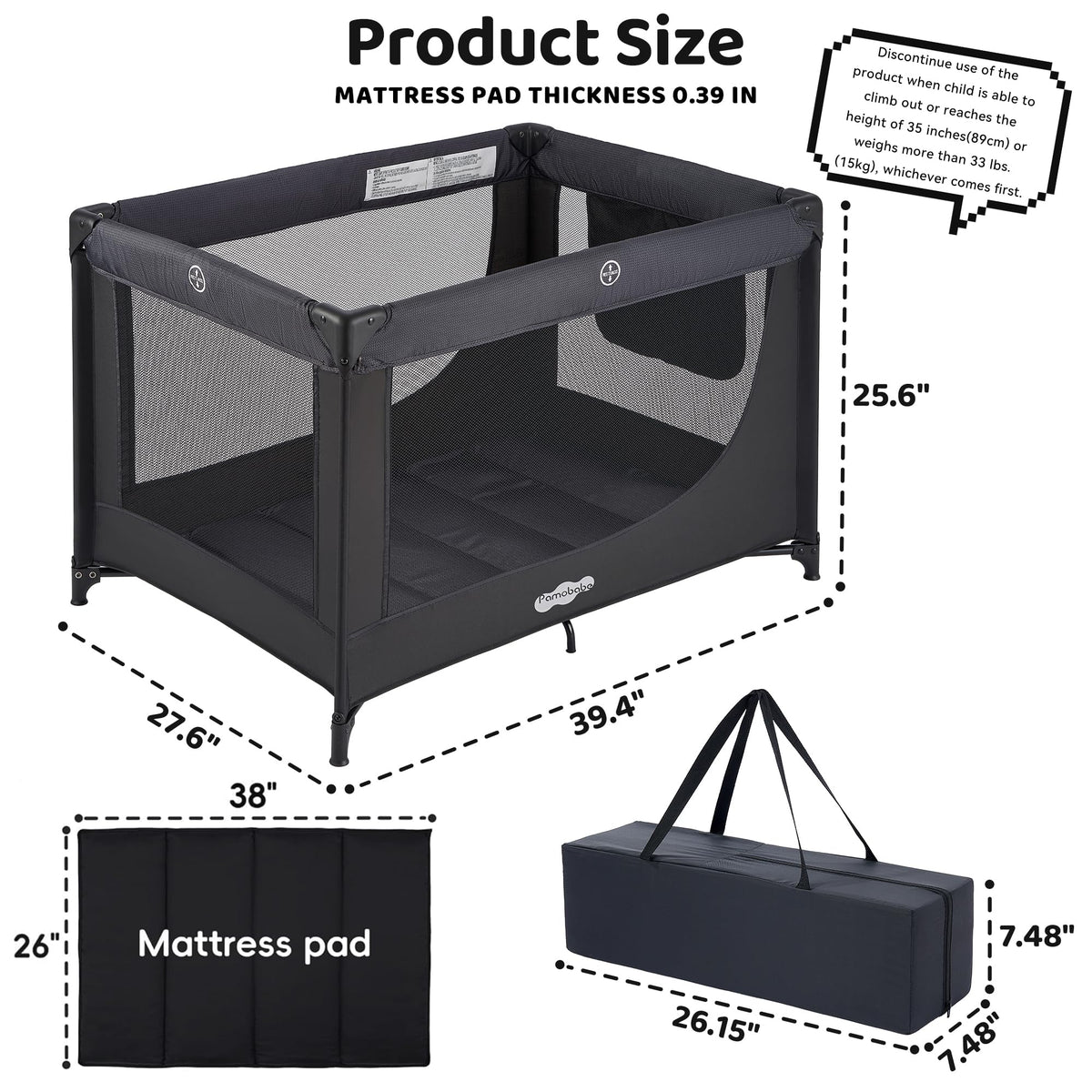 Portable Black Baby Playard O4379