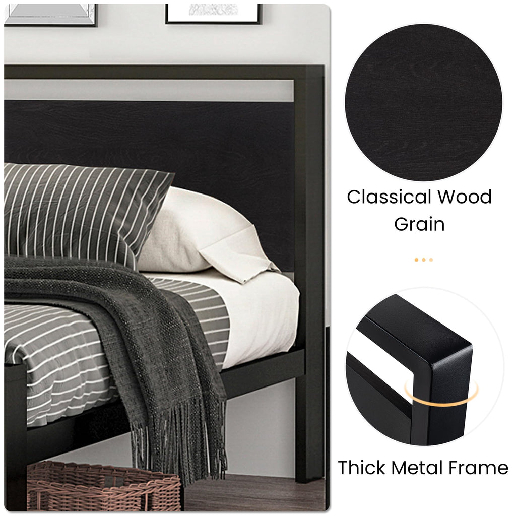 Full Size Bed Frame with Wooden Headboard and Footboard Y9976